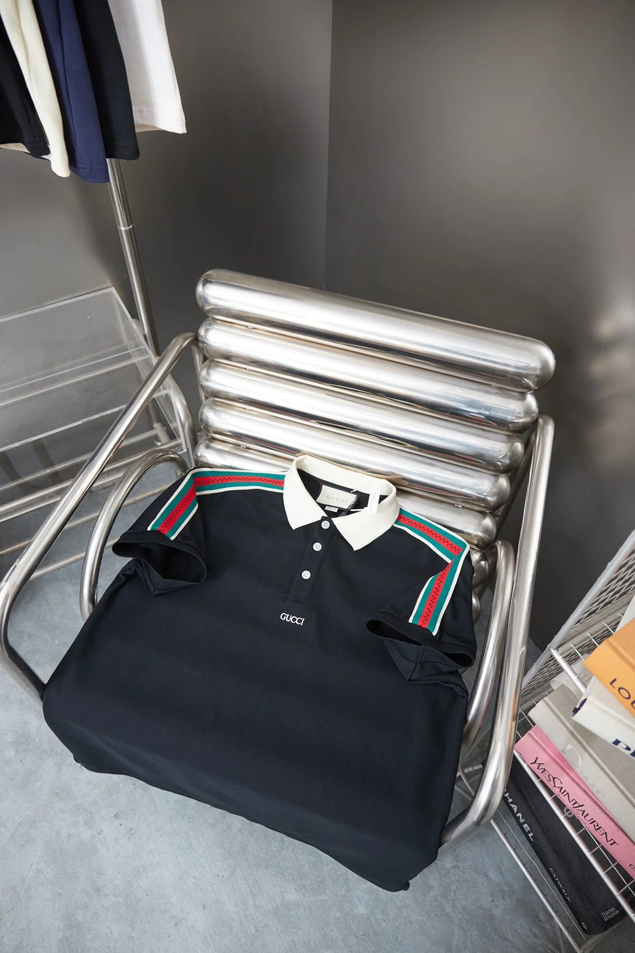 260306 New high-quality striped sleeve embroidered collar polo shirt