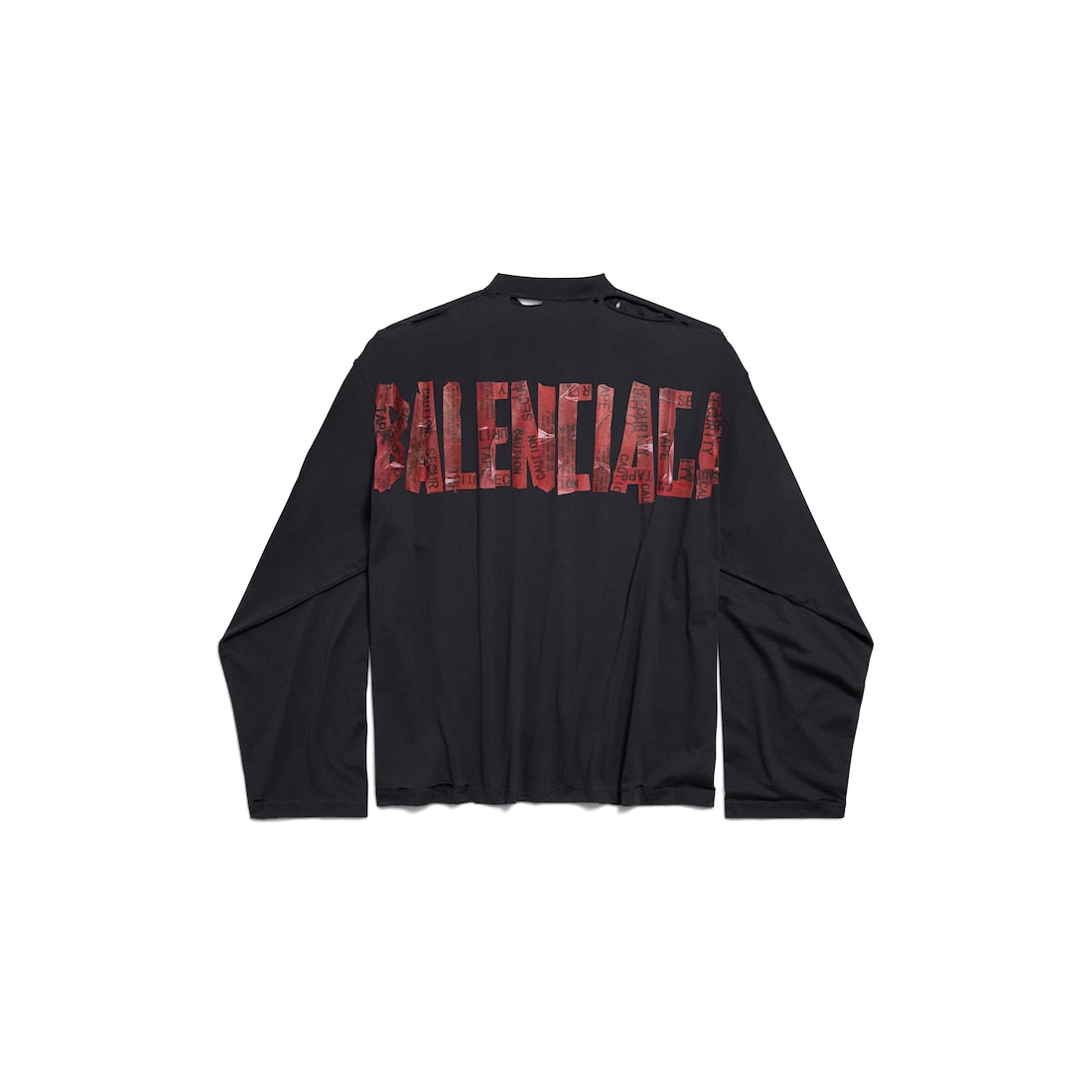 MEN'S SECURITY TAPE OVERSIZED LONG SLEEVE T-SHIRT IN FADED BLACK/