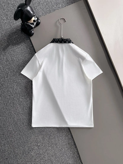 260511 New high-quality embroidered neckline jacquard patchwork design Polo shirt