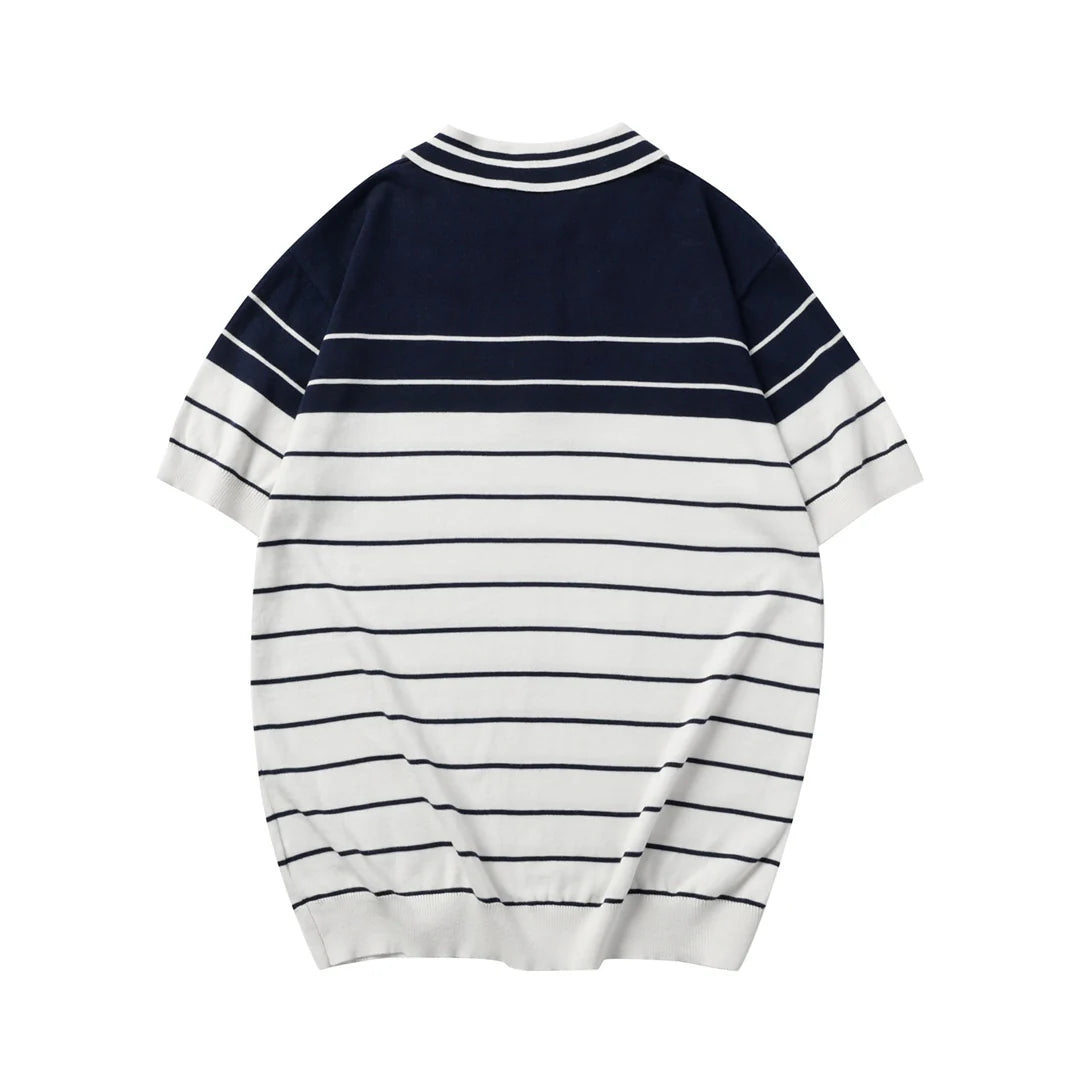 250908 New high-quality soft jacquard striped knitted POLO
