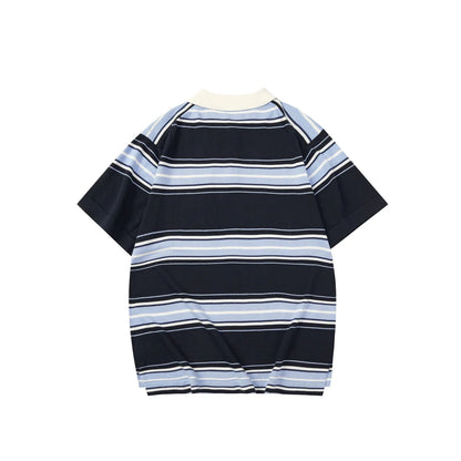250917 New high-quality embroidered lily of the valley lapel striped POLO