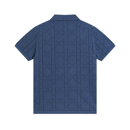 250313 New features diamond hollowed-out jersey lapel POLO