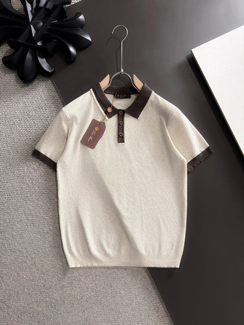 260511 New high-quality combed cotton yarn neckpiece stitched knitted polo shirt