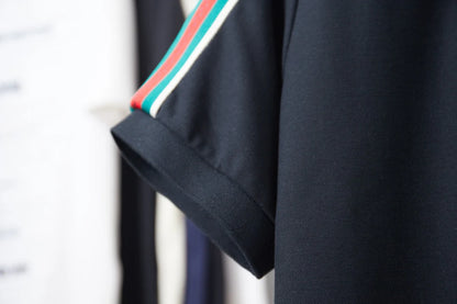 260306 New high-quality striped sleeve embroidered collar polo shirt