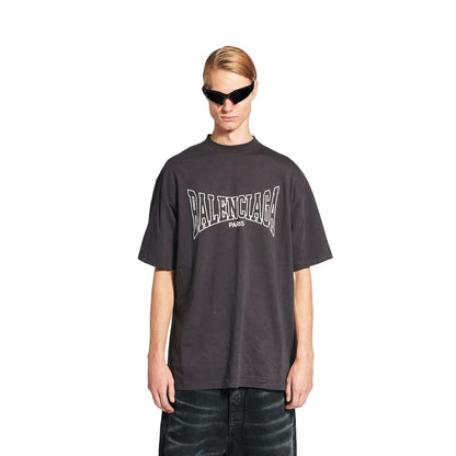 MEN'S BALENCIAGA BOXING T-SHIRT MEDIUM FIT IN BLACK FADED
