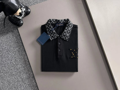 260511 New high-quality embroidered neckline jacquard patchwork design Polo shirt