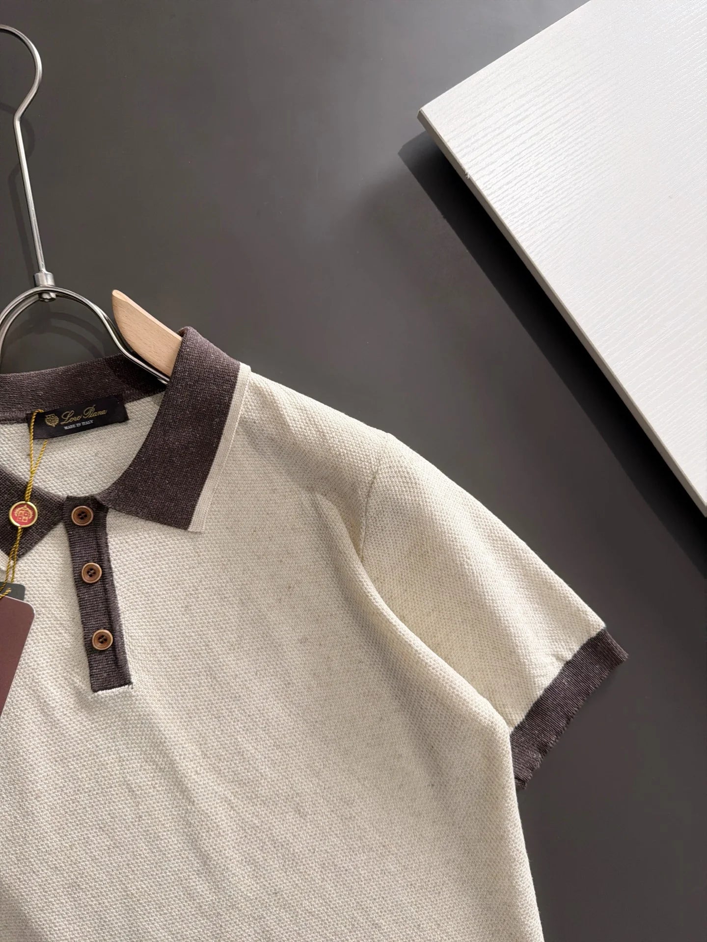 260511 New high-quality combed cotton yarn neckpiece stitched knitted polo shirt