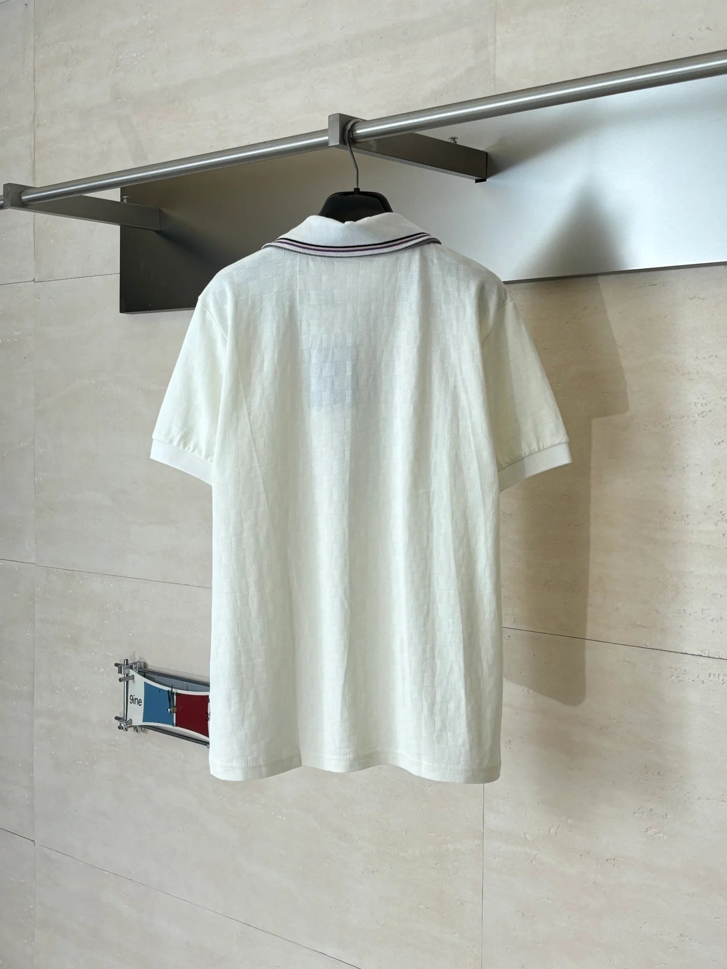 260428 New high-quality embroidered letter logo striped plaid polo shirt with jacquard fabric