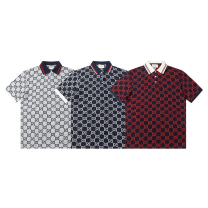 260421 New high-quality knitted jacquard lettered Polo shirt