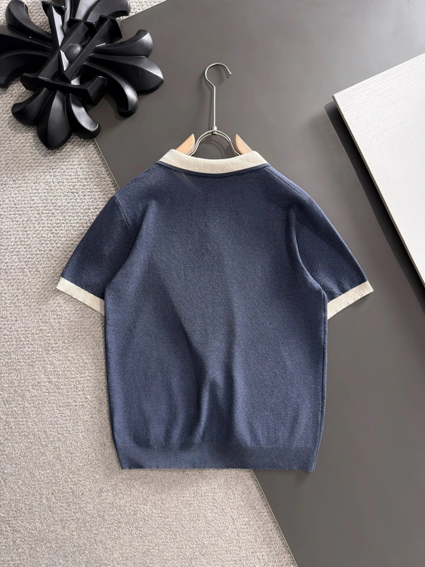 260511 New high-quality combed cotton yarn neckpiece stitched knitted polo shirt
