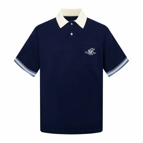 260323 New top-quality, flawlessly crafted bellflower embroidery wool-polyester POLO