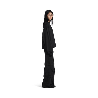 WOMEN'S BALENCIAGA BACK CROPPED LONG SLEEVE T-SHIRT IN BLACK/WHITE