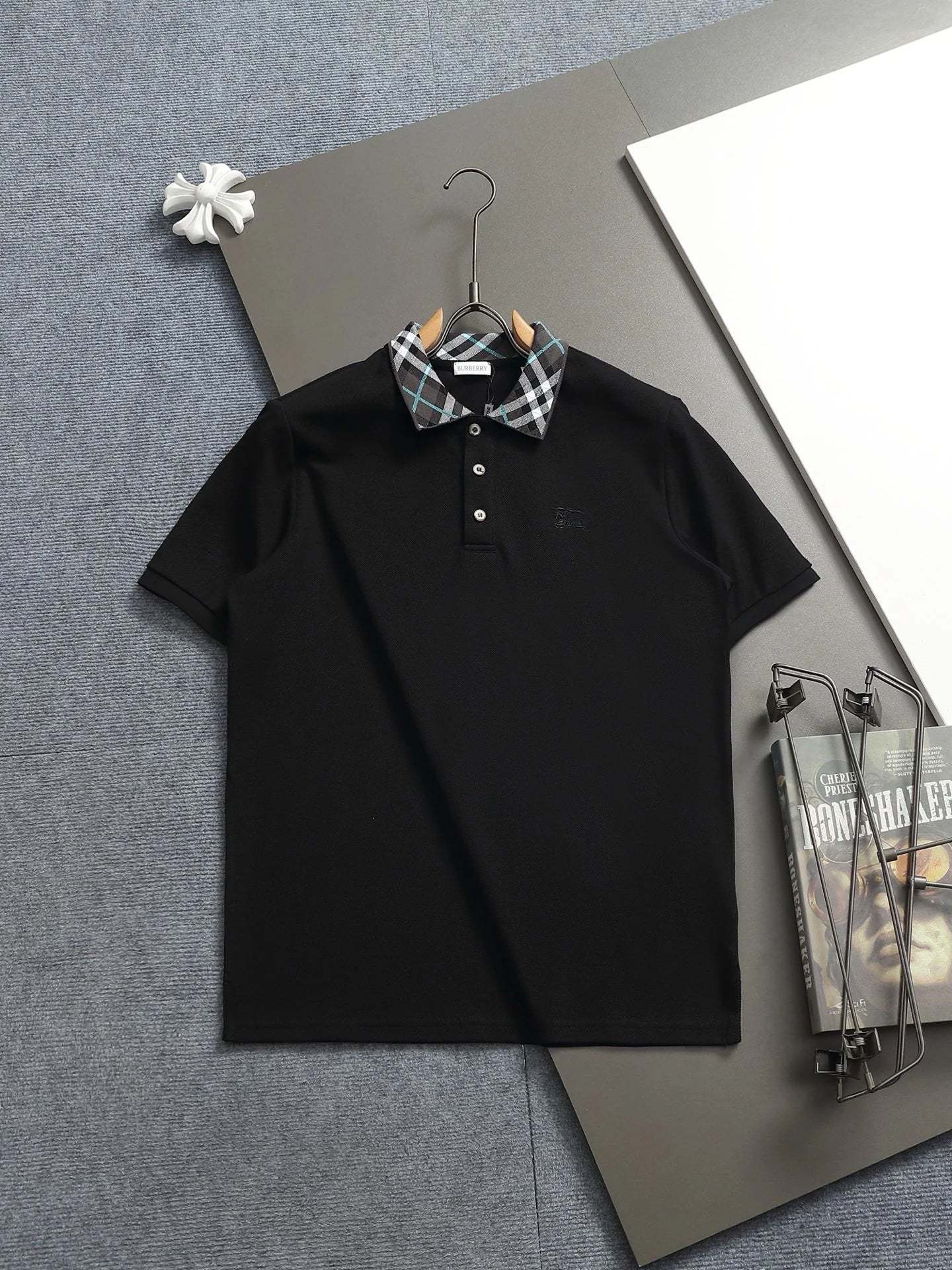 260113 New high-quality classic check-patterned woven collar polo