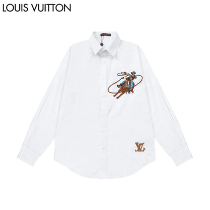 0818 New autumn and winter heavy craft embroidered loose version long sleeve shirt