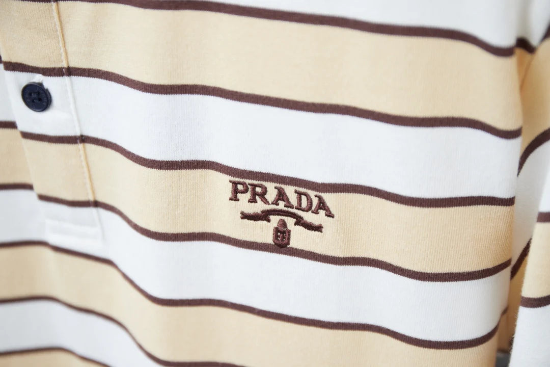 250404 New high-quality striped printed knitted POLO shirt