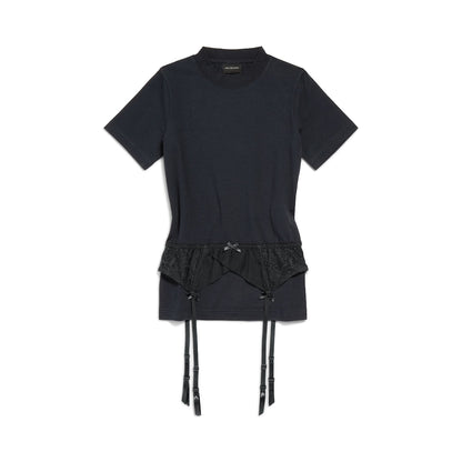 WOMEN'S LINGERIE T-SHIRT IN FADED BLACK