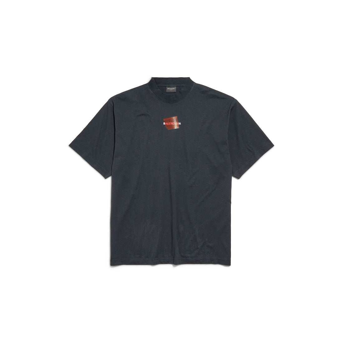 MEN'S TAPED BALENCIAGA BACK T-SHIRT MEDIUM FIT IN FADED BLACK/WHITE/RED