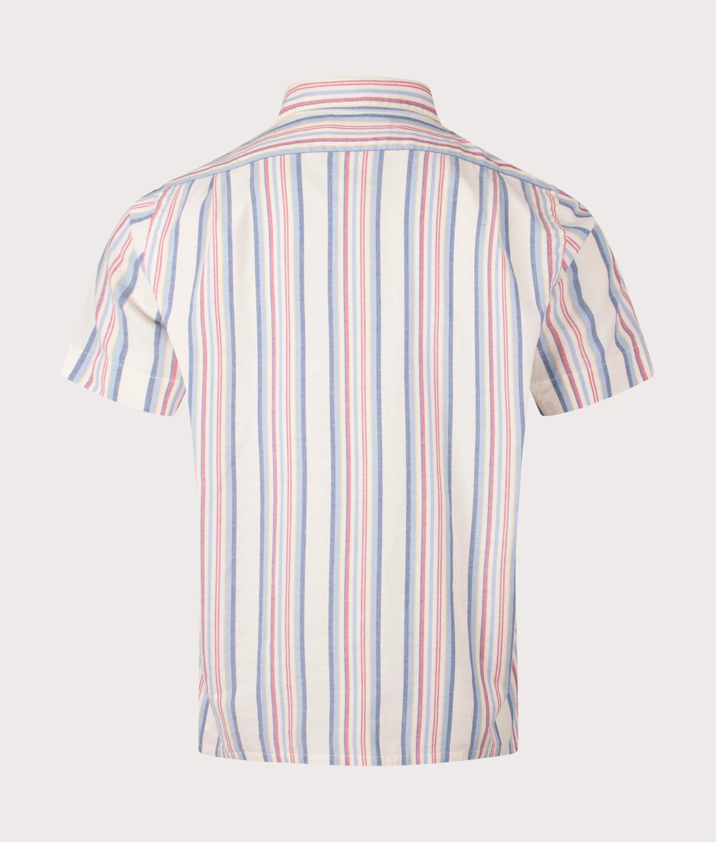 Classic Fit Short Sleeve Striped Chambray Camp Shirt
