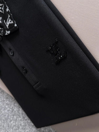 260511 New high-quality embroidered neckline jacquard patchwork design Polo shirt