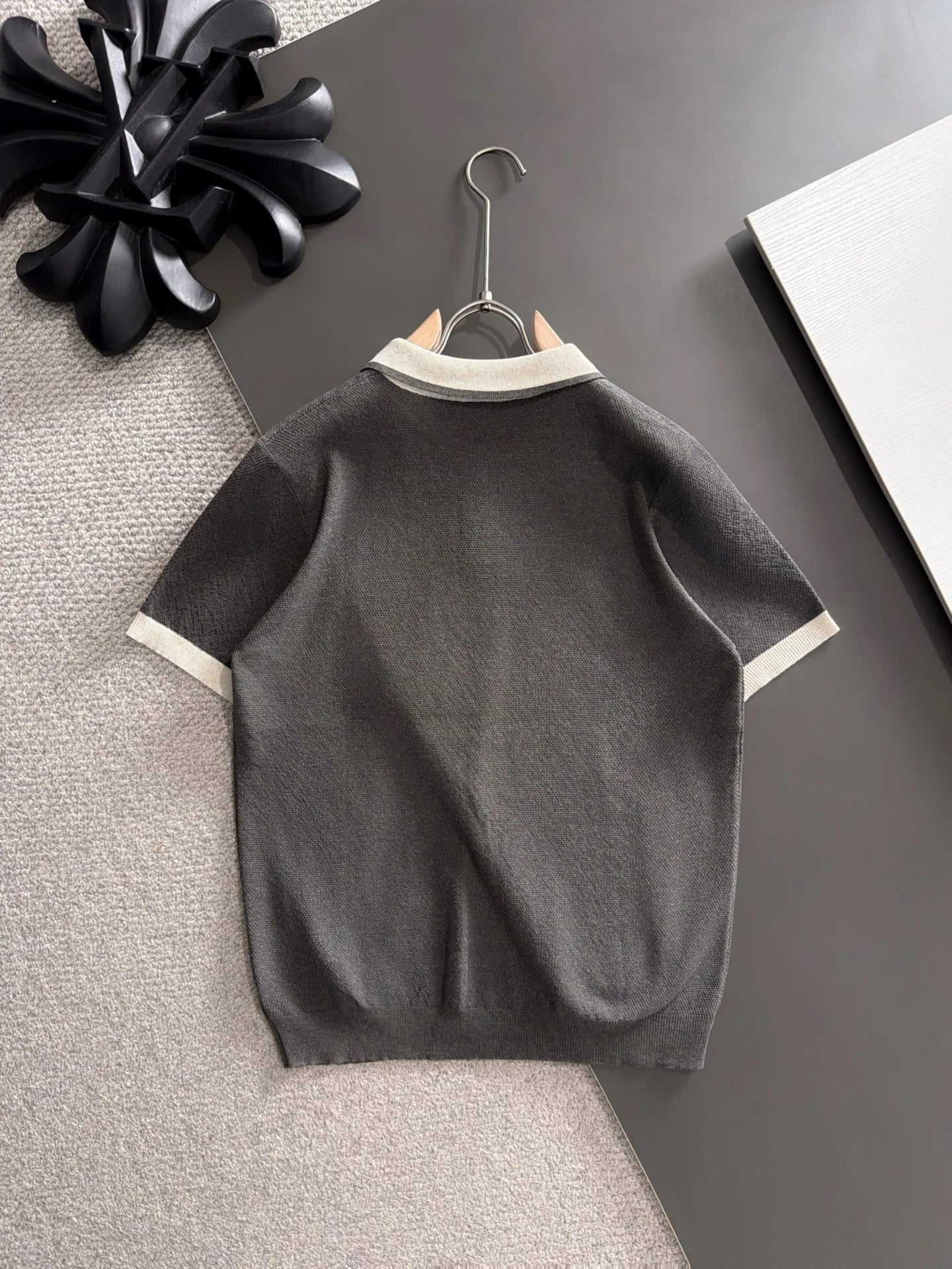 260511 New high-quality combed cotton yarn neckpiece stitched knitted polo shirt