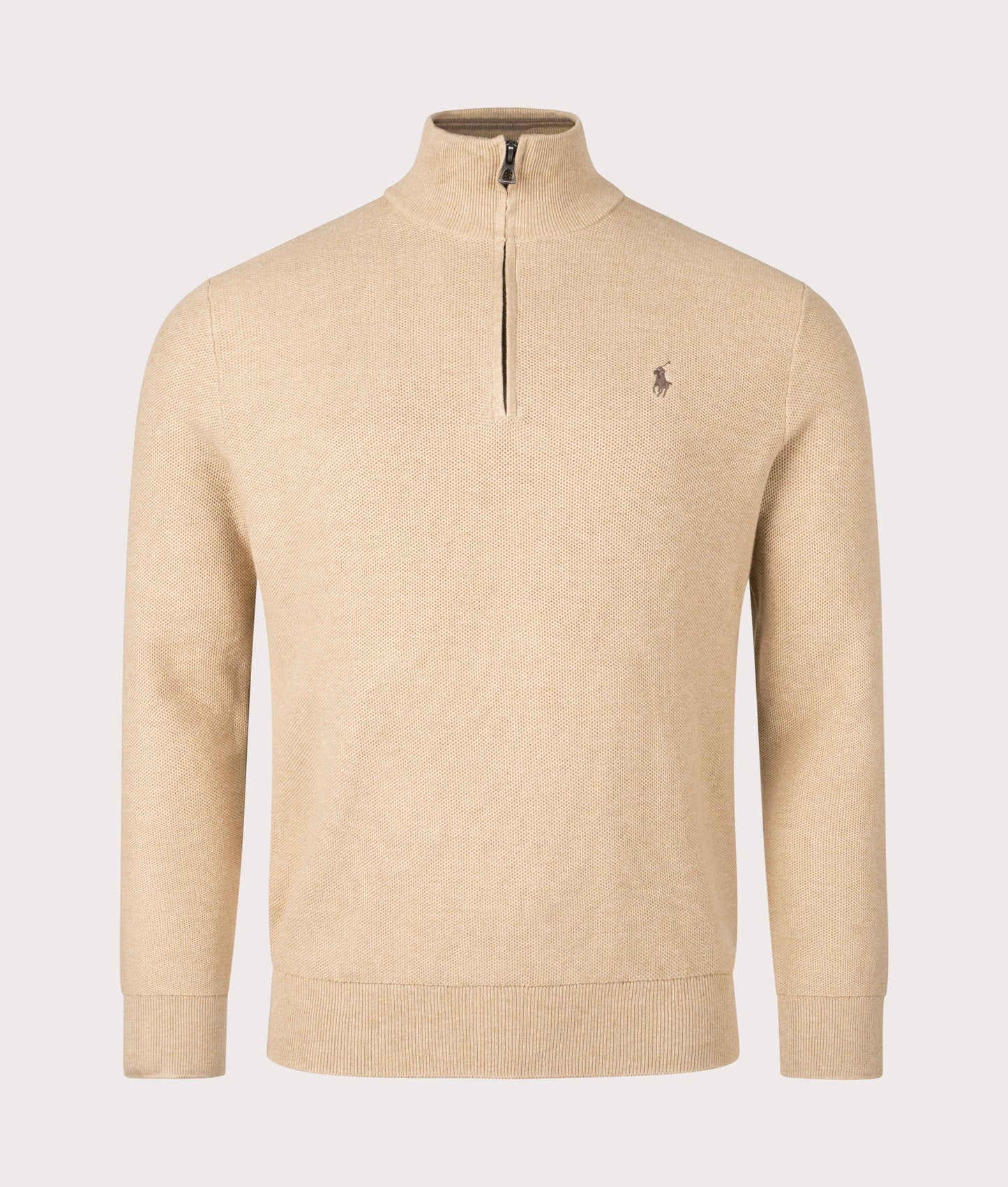 Quarter Zip Contrast Logo Knit