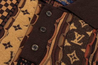 260323 New top-quality, flawlessly crafted floral jacquard wool polo shirt