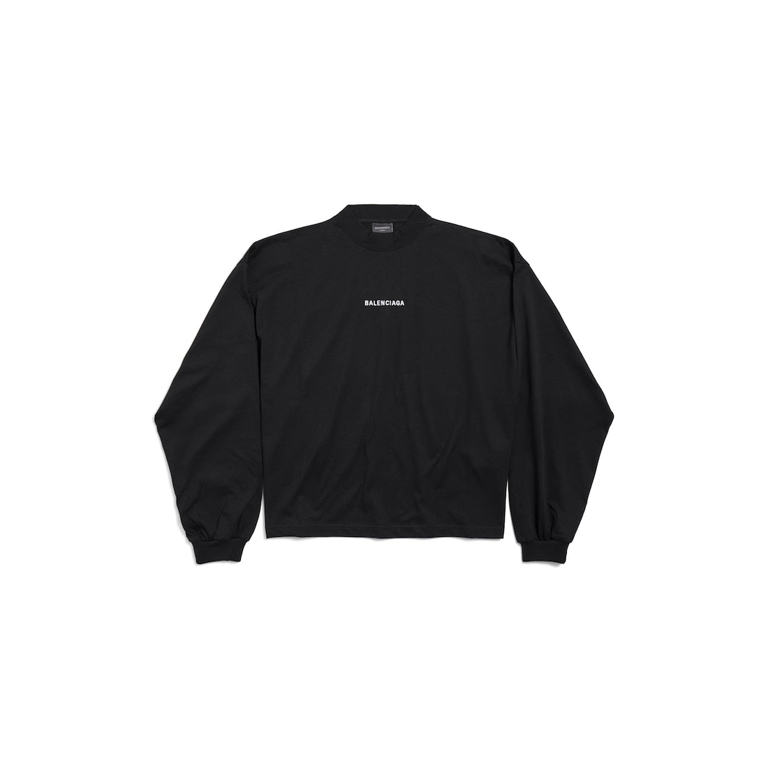 WOMEN'S BALENCIAGA BACK CROPPED LONG SLEEVE T-SHIRT IN BLACK/WHITE