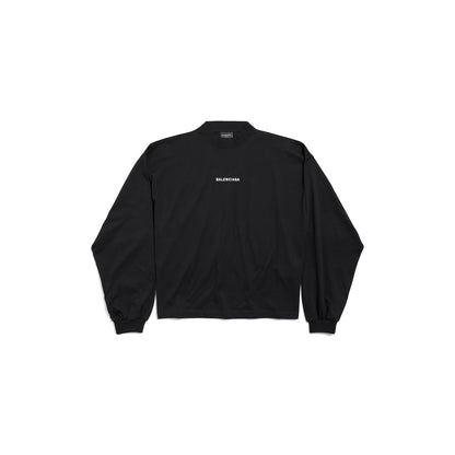 WOMEN'S BALENCIAGA BACK CROPPED LONG SLEEVE T-SHIRT IN BLACK/WHITE
