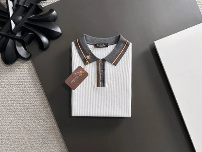 260511 New high-quality combed cotton yarn interwoven collar-neck knitted POLO