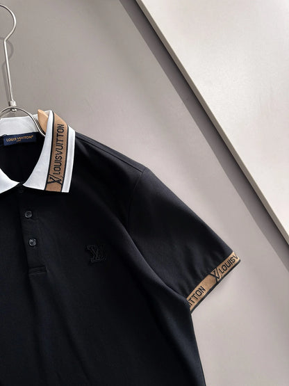 260511 New high-quality embroidered neckline jacquard patchwork design Polo shirt