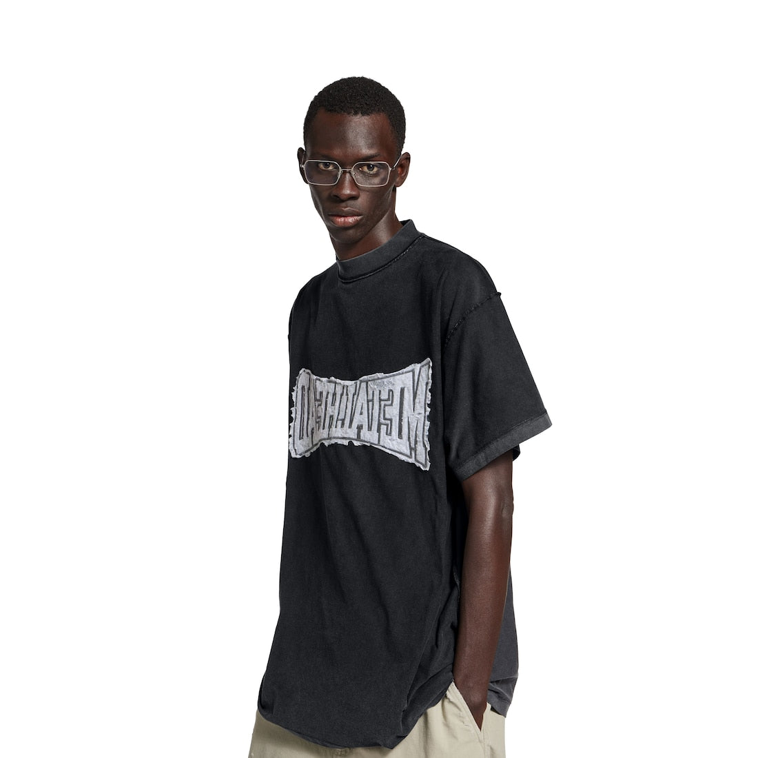 MEN'S METALHEAD INSIDE OUT OVERSIZED T-SHIRT IN FADED BLACK