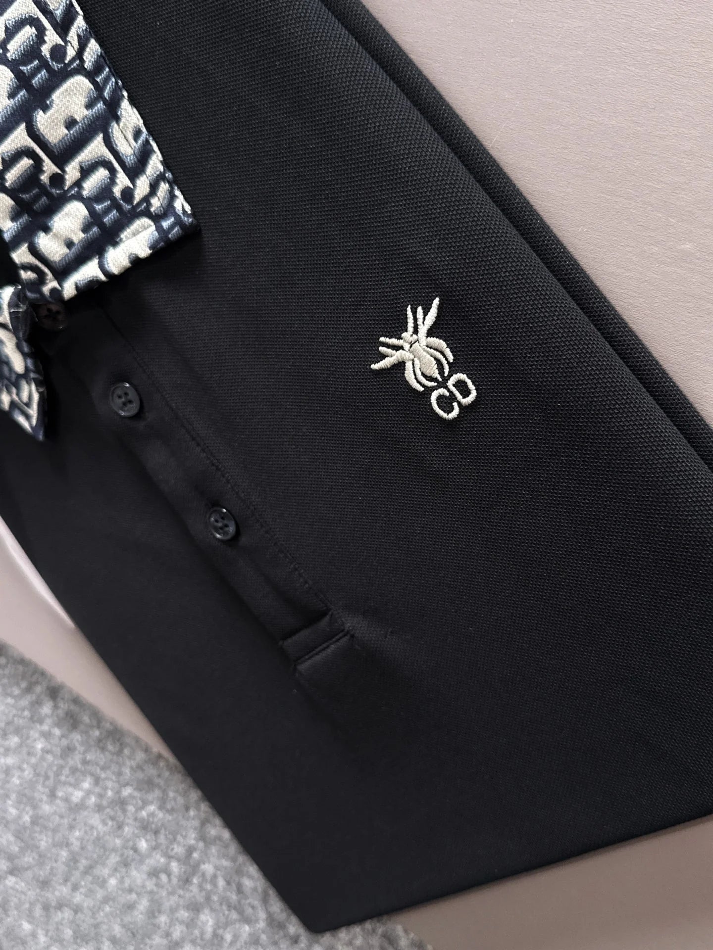 260511 New high-quality embroidered neckline jacquard patchwork design Polo shirt