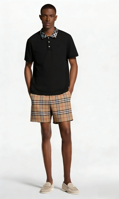 260113 New high-quality classic check-patterned woven collar polo