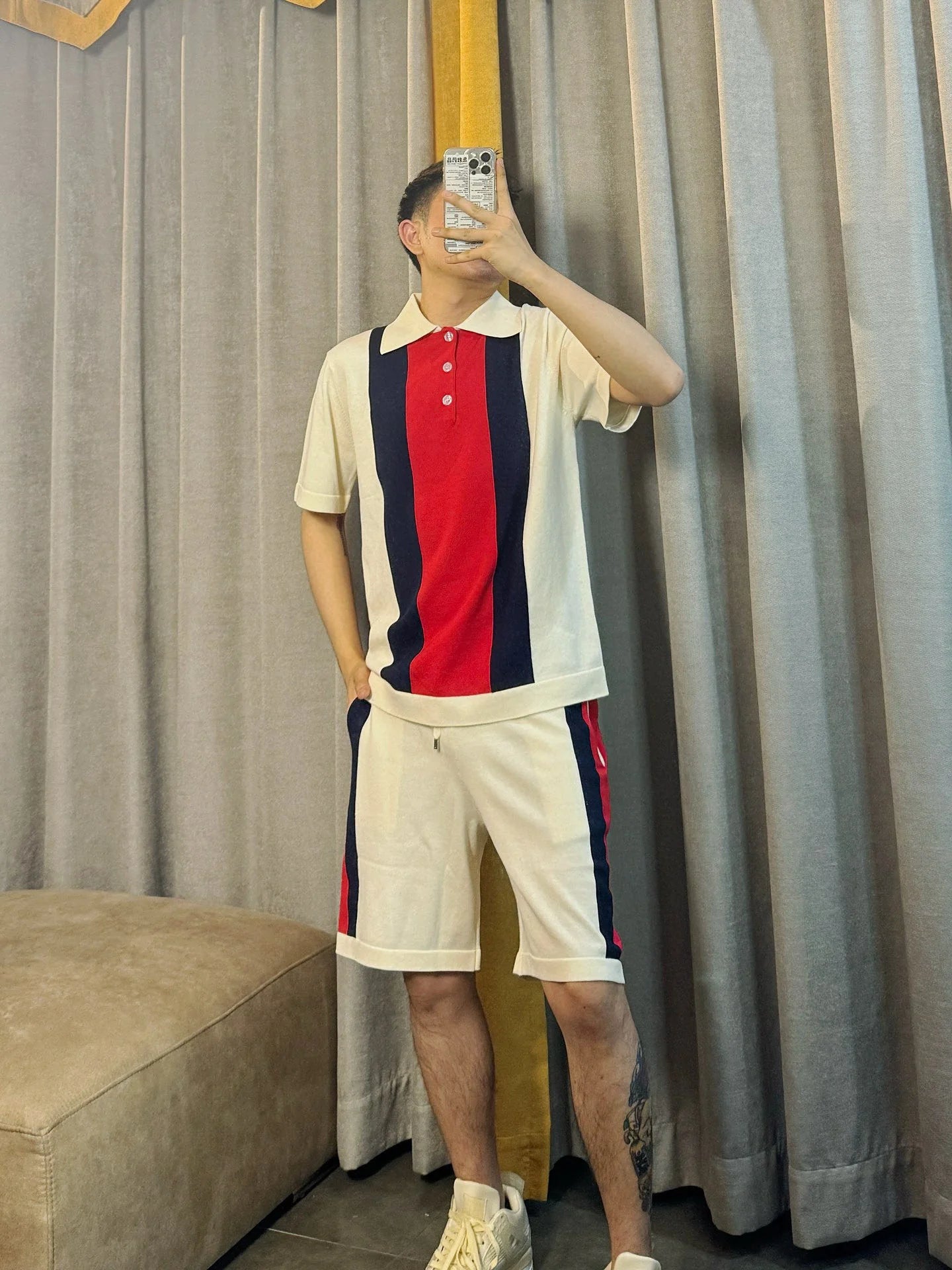 260421 New high-quality custom soft yarn knitted polo set
