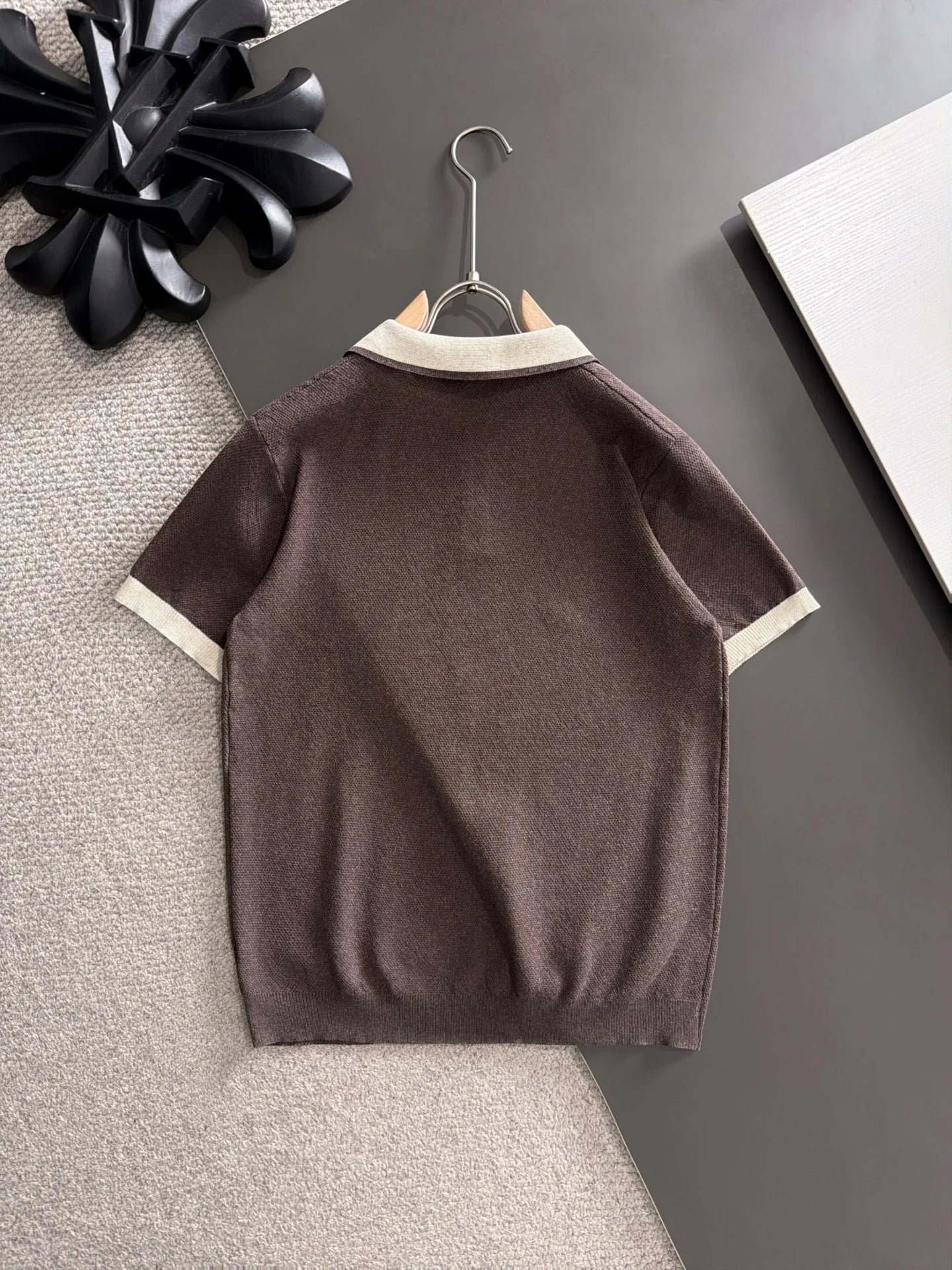 260511 New high-quality combed cotton yarn neckpiece stitched knitted polo shirt