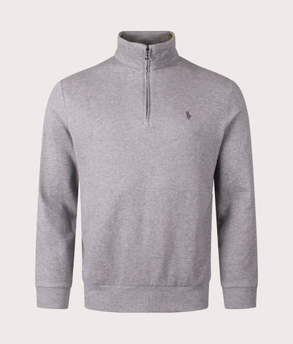 Luxury Jersey Houndstooth Quarter Zip Sweatshirt