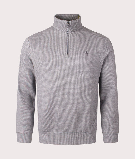 Luxury Jersey Houndstooth Quarter Zip Sweatshirt