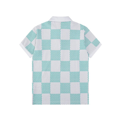 250218 New checkerboard texture polo shirt