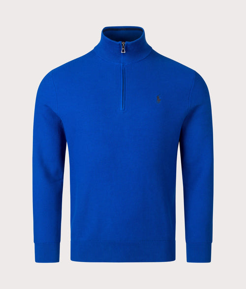 Quarter Zip Contrast Logo Knit Jumper