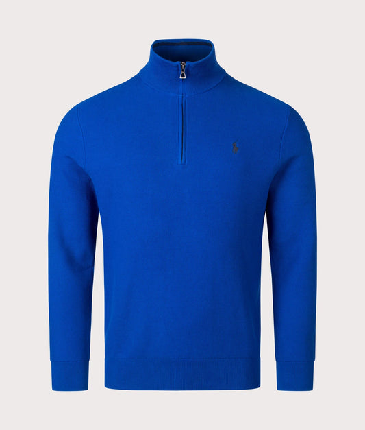 Quarter Zip Contrast Logo Knit Jumper