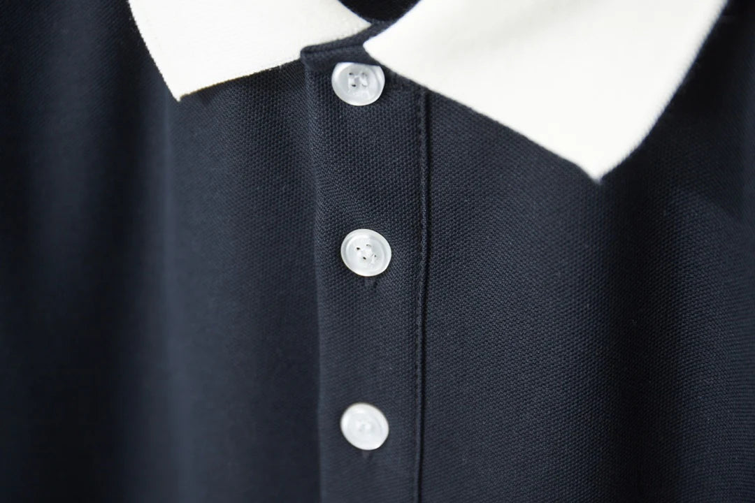 260306 New high-quality striped sleeve embroidered collar polo shirt