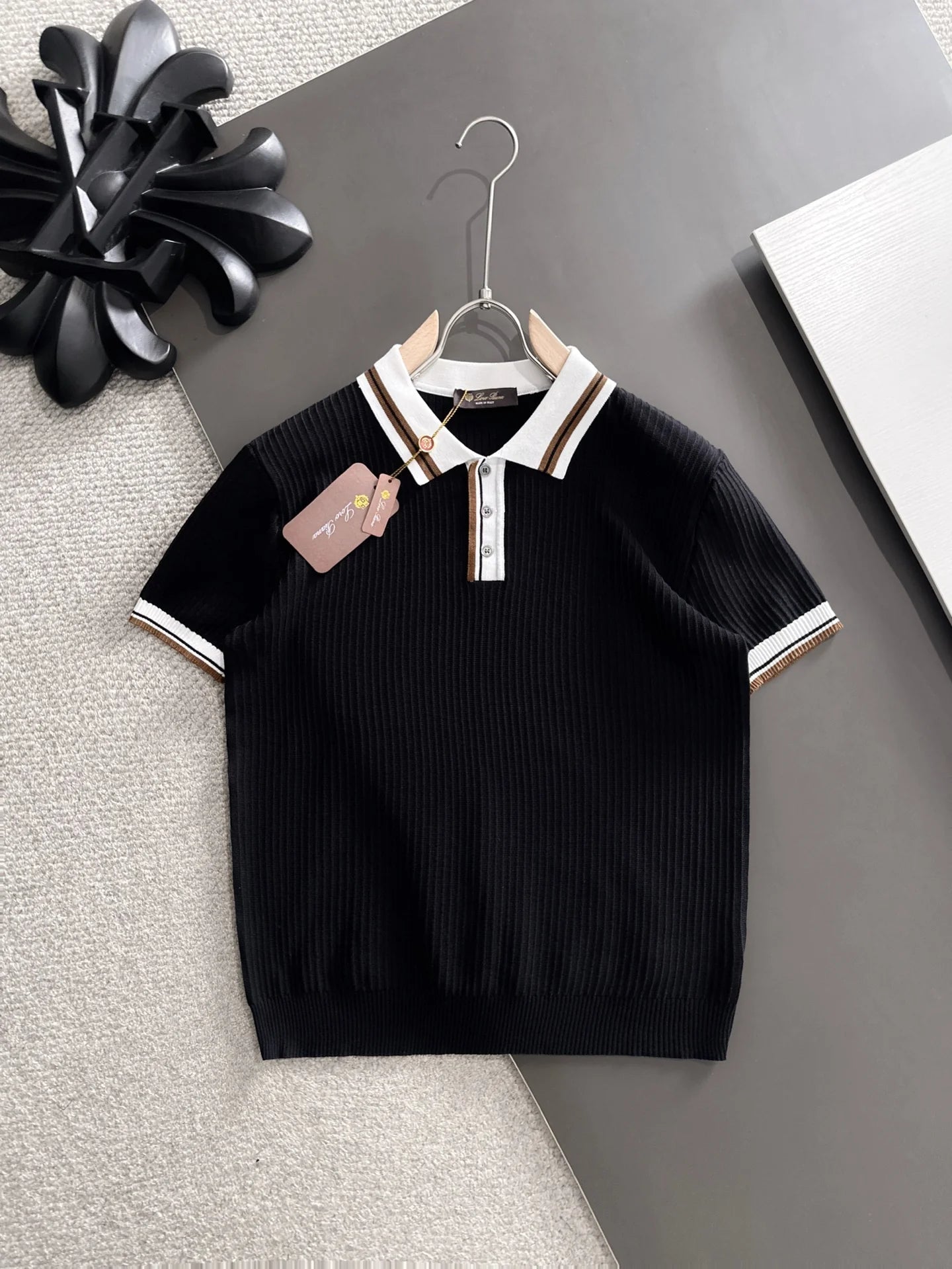 260511 New high-quality combed cotton yarn interwoven collar-neck knitted POLO
