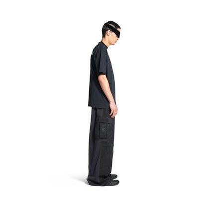 MEN'S TAPED BALENCIAGA BACK T-SHIRT MEDIUM FIT IN FADED BLACK/WHITE/RED