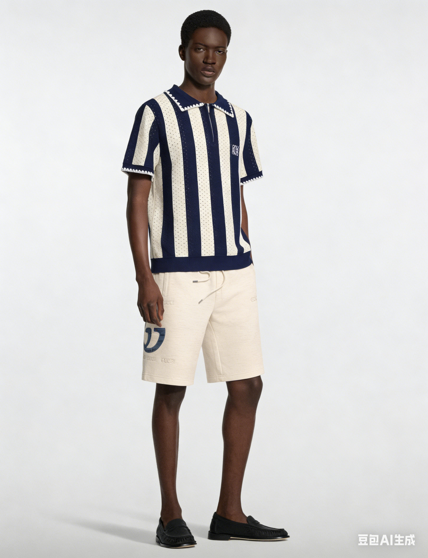 060311 New high-quality diamond-pattern jacquard design open-weave knit polo shirt