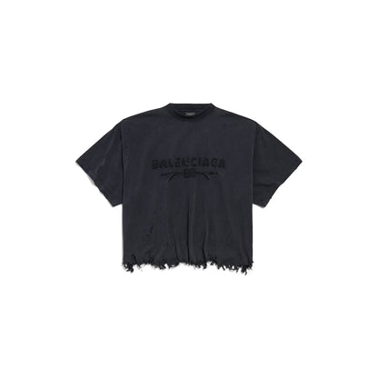 WOMEN'S CROPPED T-SHIRT IN BLACK FADED