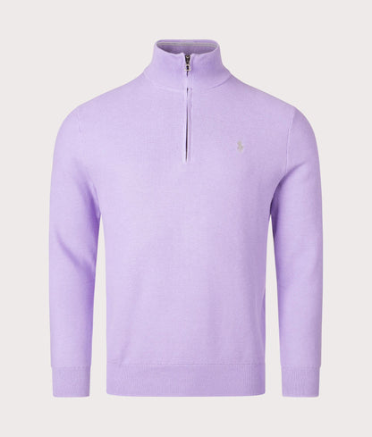 Quarter Zip Contrast Logo Knit Jumper