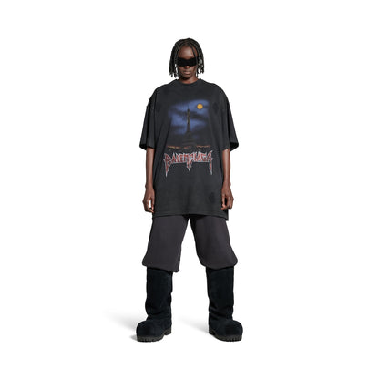 MEN'S PARIS MOON DOUBLE FRONT T-SHIRT OVERSIZED IN BLACK