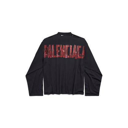 MEN'S SECURITY TAPE OVERSIZED LONG SLEEVE T-SHIRT IN FADED BLACK/