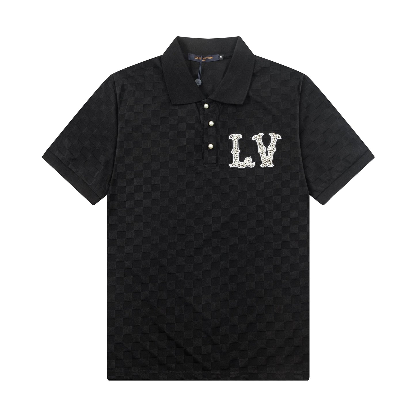 250305 New high quality knitted checkered polo shirt