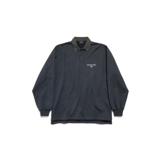 MEN'S UNITY SPORT LONG SLEEVE SHIRT COLLAR POLO IN FADED BLACK